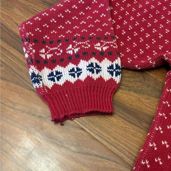 Lands End Vintage winter red heavy knit sweater - Picture 6 of 7